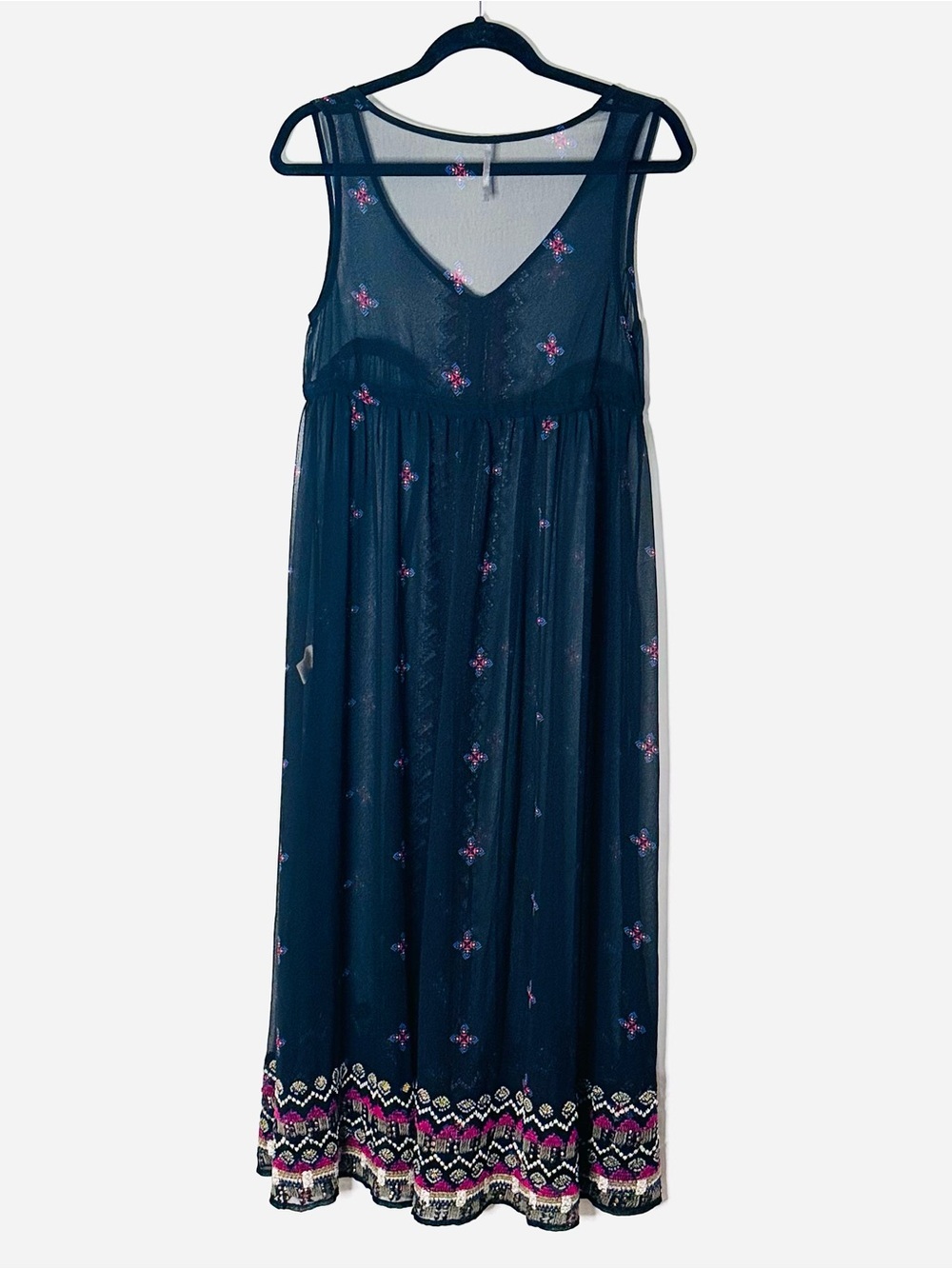Free People Sheer Sleeveless Embellisher Kimono Maxi Dress Coverup XS - Picture 6 of 6